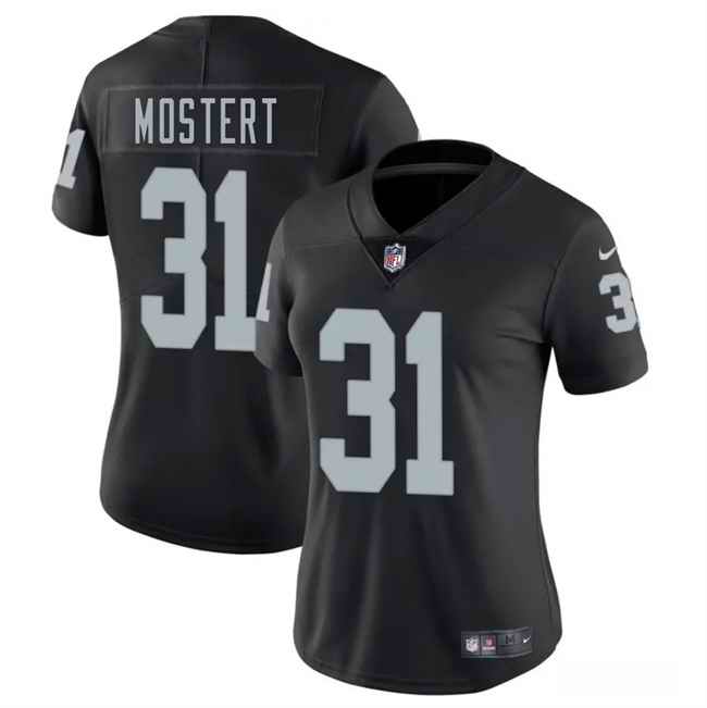 Women's Las Vegas Raiders #31 Raheem Mostert Black 2025 Vapor Stitched Jersey(Run Small)